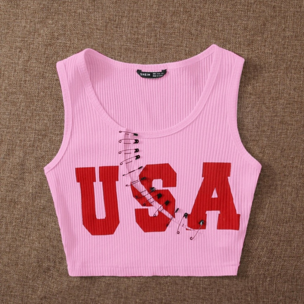 Pink USA crop top